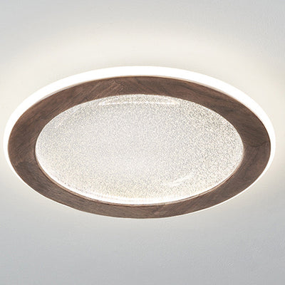 Contemporary Scandinavian Round Star Wood Acrylic LED Flush Mount Ceiling Light For Bedroom