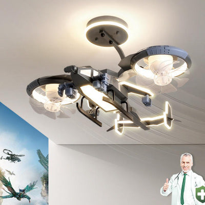 Zeitgenössische kreative Cartoon Kinder Flugzeug Wolken Aluminium Eisen Acryl LED Unterputz Deckenventilator Licht für Schlafzimmer 