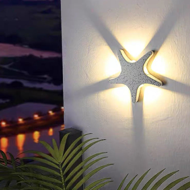 Contemporary Creative Waterproof Starfish Die-Cast Aluminum Acrylic LED Outdoor Wall Sconce Lamp For Outdoor Patio