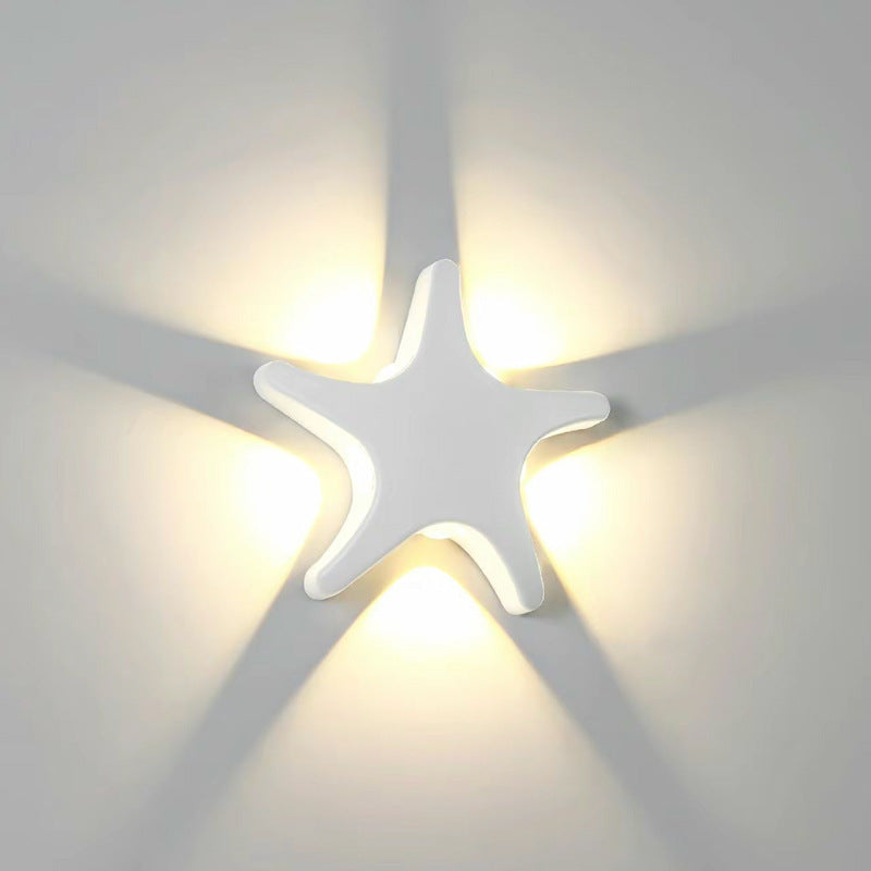 Contemporary Creative Waterproof Starfish Die-Cast Aluminum Acrylic LED Outdoor Wall Sconce Lamp For Outdoor Patio