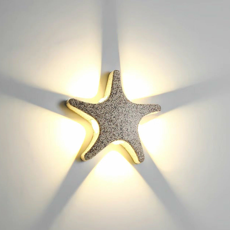 Contemporary Creative Waterproof Starfish Die-Cast Aluminum Acrylic LED Outdoor Wall Sconce Lamp For Outdoor Patio