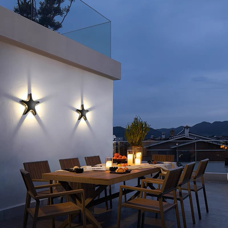 Contemporary Creative Waterproof Starfish Die-Cast Aluminum Acrylic LED Outdoor Wall Sconce Lamp For Outdoor Patio