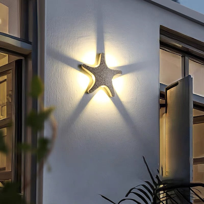 Contemporary Creative Waterproof Starfish Die-Cast Aluminum Acrylic LED Outdoor Wall Sconce Lamp For Outdoor Patio