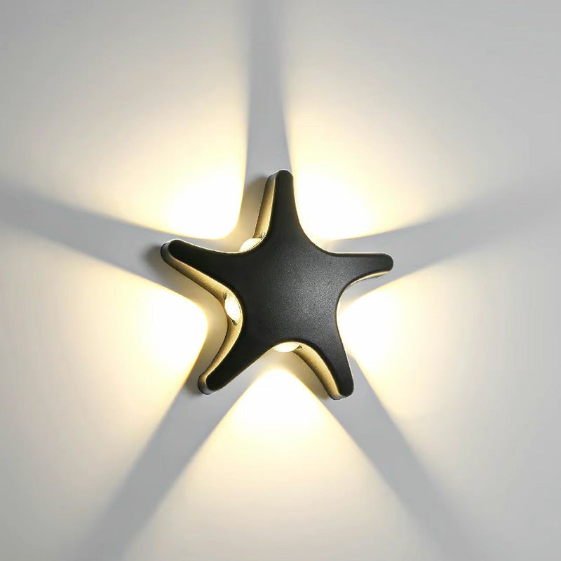 Contemporary Creative Waterproof Starfish Die-Cast Aluminum Acrylic LED Outdoor Wall Sconce Lamp For Outdoor Patio