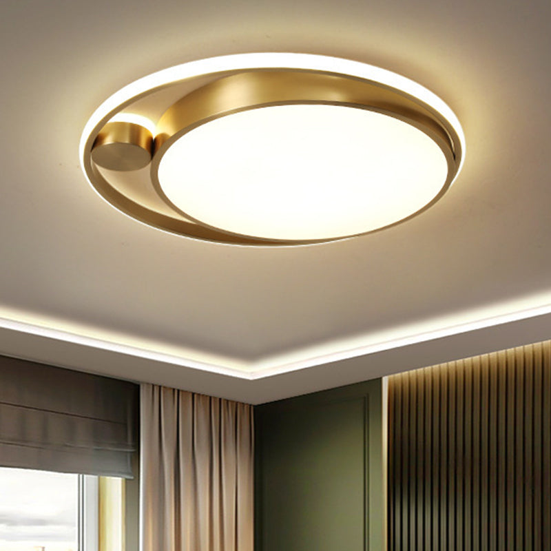 Modern Minimalist Round Combination Copper Acrylic LED Flush Mount Ceiling Light For Bedroom