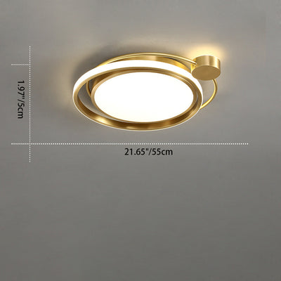 Modern Minimalist Circle Cylinder Copper Acrylic Silicone LED Flush Mount Ceiling Light For Bedroom