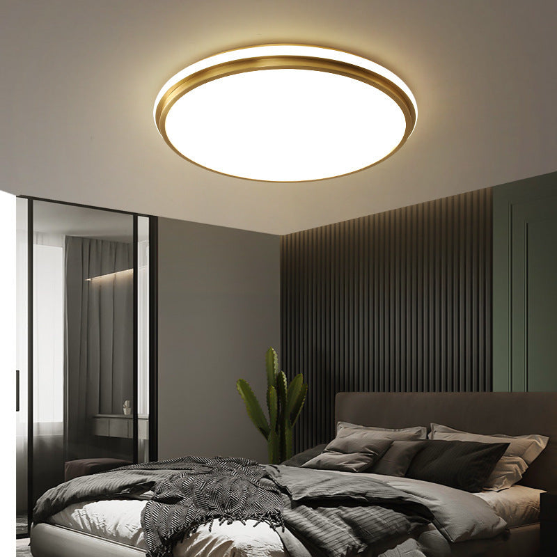 Contemporary Scandinavian Round Copper Acrylic LED Flush Mount Ceiling Light For Bedroom