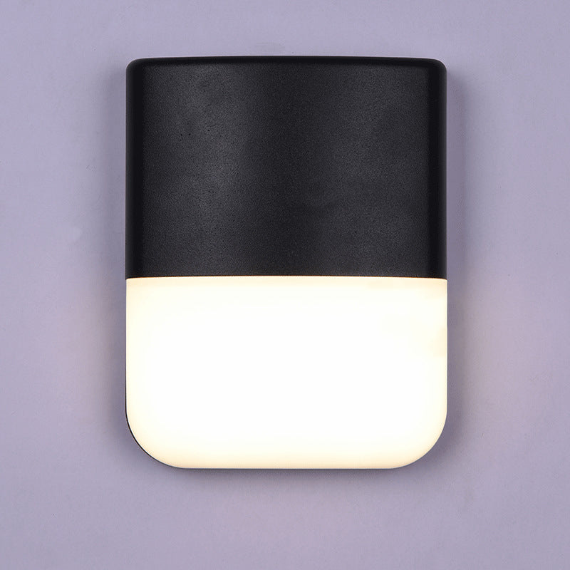 Contemporary Creative Waterproof Rectangle Curve Aluminum PC LED Outdoor Wall Sconce Lamp For Outdoor Patio