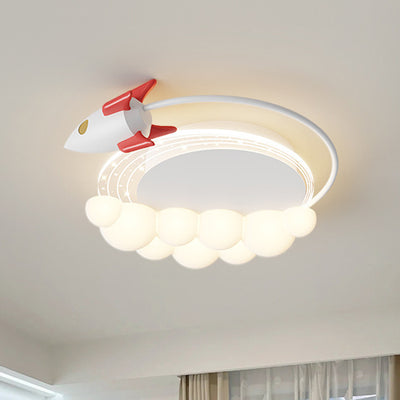 Zeitgenössische kreative Cartoon Kinder Flugzeug Wolken Aluminium Eisen Acryl LED Unterputz Deckenventilator Licht für Schlafzimmer 