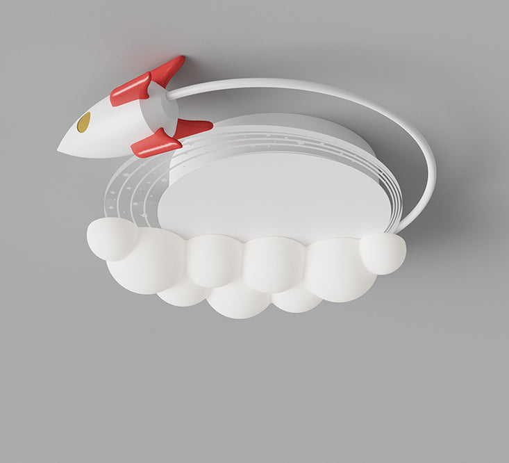 Zeitgenössische kreative Cartoon Kinder Flugzeug Wolken Aluminium Eisen Acryl LED Unterputz Deckenventilator Licht für Schlafzimmer 