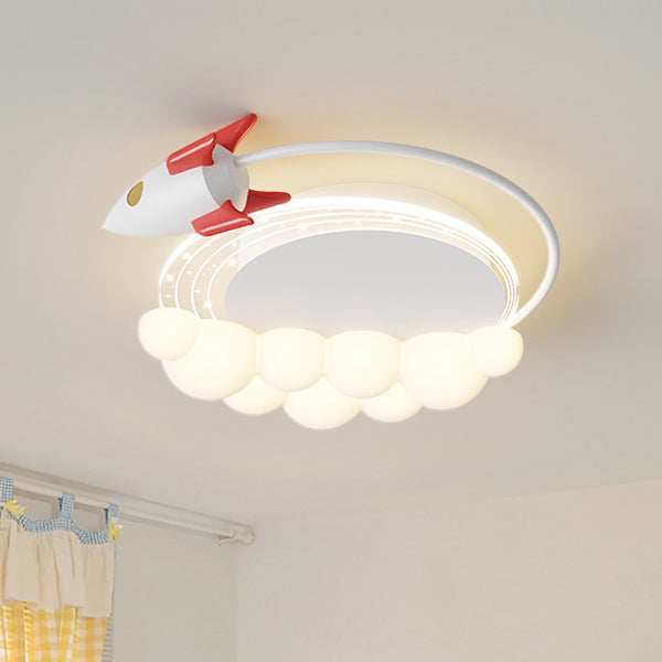 Zeitgenössische kreative Cartoon Kinder Flugzeug Wolken Aluminium Eisen Acryl LED Unterputz Deckenventilator Licht für Schlafzimmer 