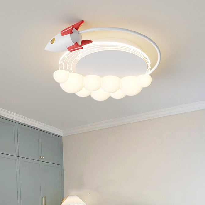 Zeitgenössische kreative Cartoon Kinder Flugzeug Wolken Aluminium Eisen Acryl LED Unterputz Deckenventilator Licht für Schlafzimmer 