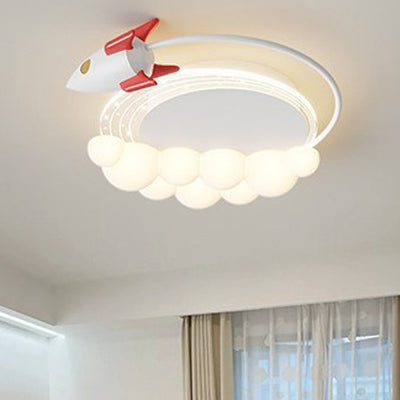 Zeitgenössische kreative Cartoon Kinder Flugzeug Wolken Aluminium Eisen Acryl LED Unterputz Deckenventilator Licht für Schlafzimmer 