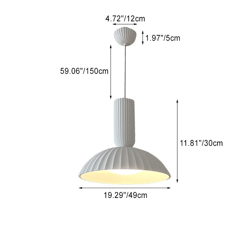 Modern Minimalist Semicircle Cylinder Stripe Resin PE 1-Light Pendant Light For Living Room