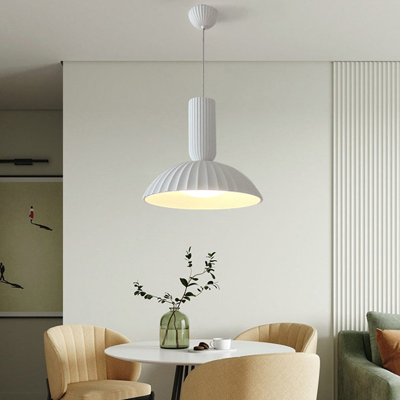 Modern Minimalist Semicircle Cylinder Stripe Resin PE 1-Light Pendant Light For Living Room