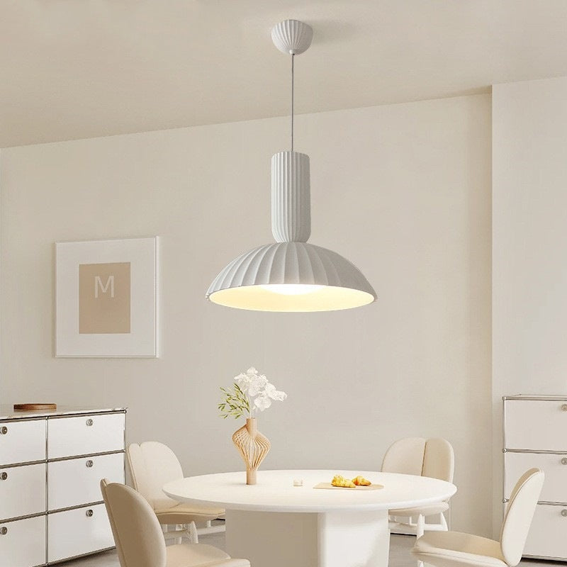 Modern Minimalist Semicircle Cylinder Stripe Resin PE 1-Light Pendant Light For Living Room