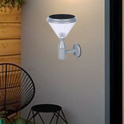 Modern Minimalist Solar Waterproof Diamond Cylinder Aluminum PC LED Wall Sconce Lamp For Outdoor Patio