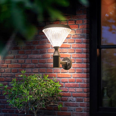 Modern Minimalist Solar Waterproof Diamond Cylinder Aluminum PC LED Wall Sconce Lamp For Outdoor Patio