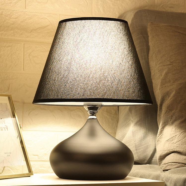 Contemporary Scandinavian Teardrop Round Table Iron Fabric 1-Light Table Lamp For Bedroom