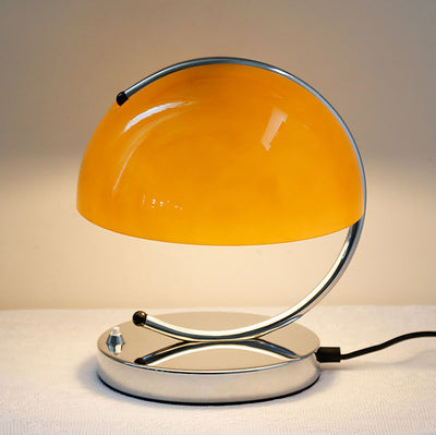 Contemporary Scandinavian Semicircle Curved Line Hardware Glass 1-Light Table Lamp For Bedroom