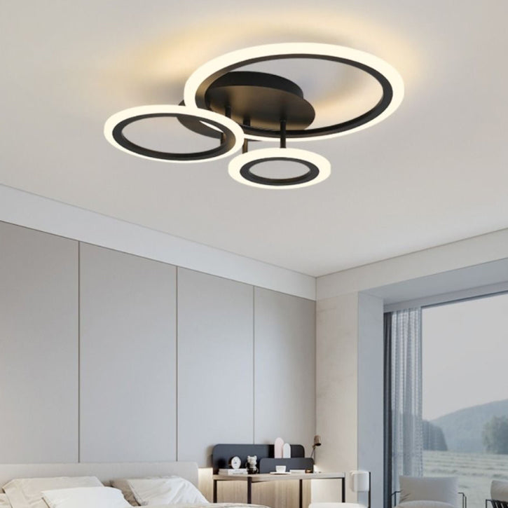 Contemporary Scandinavian Round Square Star Moon Combo Iron Acrylic LED Semi-Flush Mount Ceiling Light For Bedroom