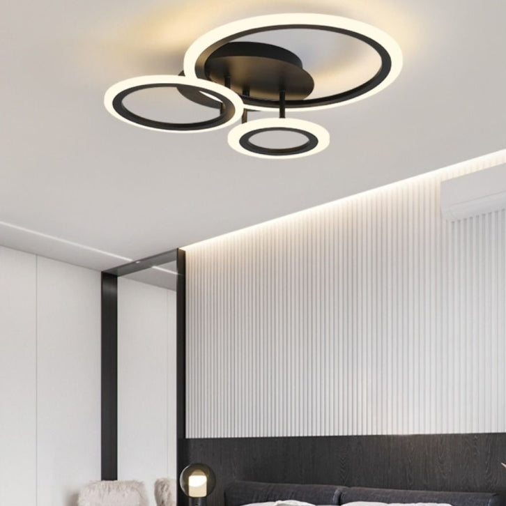 Contemporary Scandinavian Round Square Star Moon Combo Iron Acrylic LED Semi-Flush Mount Ceiling Light For Bedroom