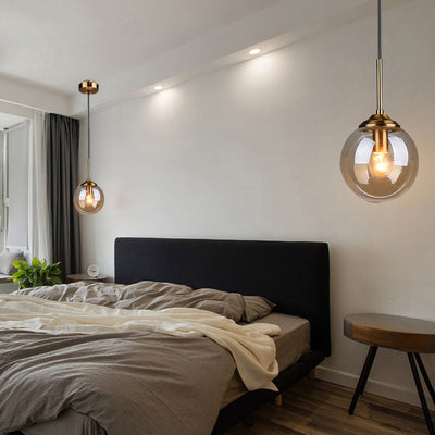 Contemporary Scandinavian Spherical Iron Glass 1-Light Pendant Light Island Light For Bedroom