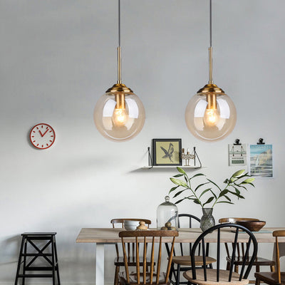 Contemporary Scandinavian Spherical Iron Glass 1-Light Pendant Light Island Light For Bedroom