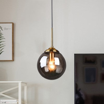 Contemporary Scandinavian Spherical Iron Glass 1-Light Pendant Light Island Light For Bedroom