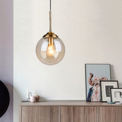 Contemporary Scandinavian Spherical Iron Glass 1-Light Pendant Light Island Light For Bedroom