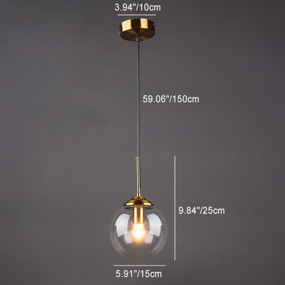 Contemporary Scandinavian Spherical Iron Glass 1-Light Pendant Light Island Light For Bedroom