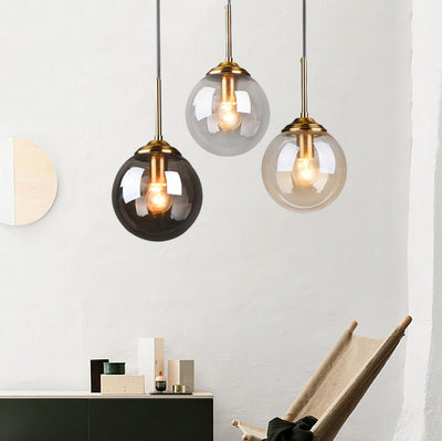 Contemporary Scandinavian Spherical Iron Glass 1-Light Pendant Light Island Light For Bedroom