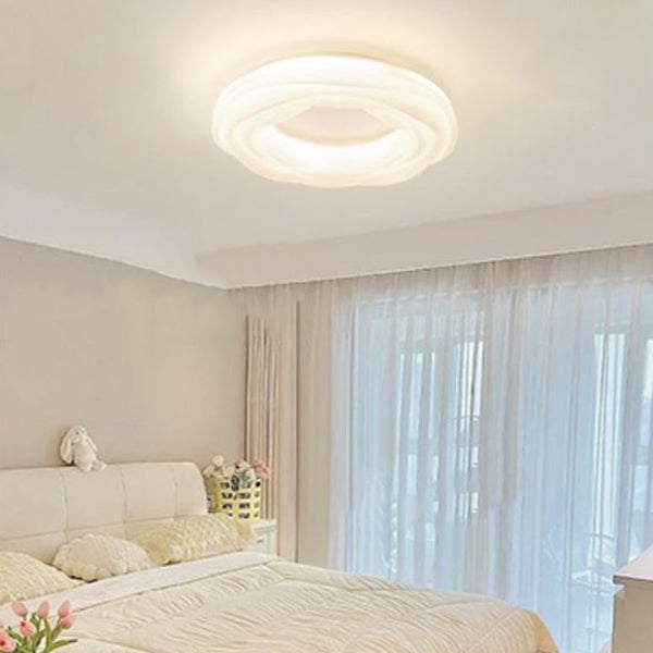 Modern Minimalist Flowers Iron PE LED Flush Mount Ceiling Light For Bedroom