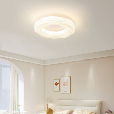 Modern Minimalist Flowers Iron PE LED Flush Mount Ceiling Light For Bedroom