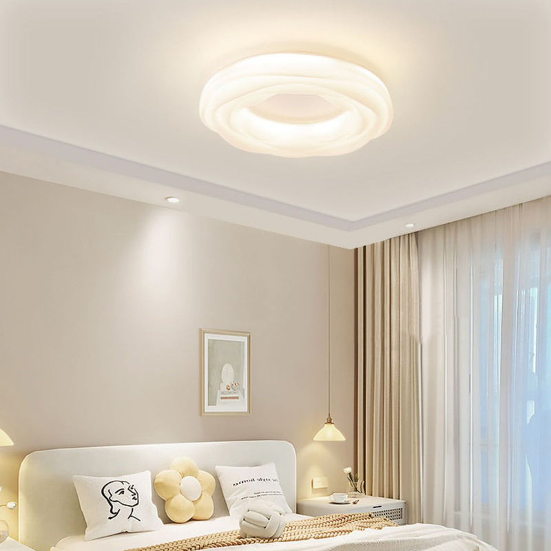 Modern Minimalist Flowers Iron PE LED Flush Mount Ceiling Light For Bedroom