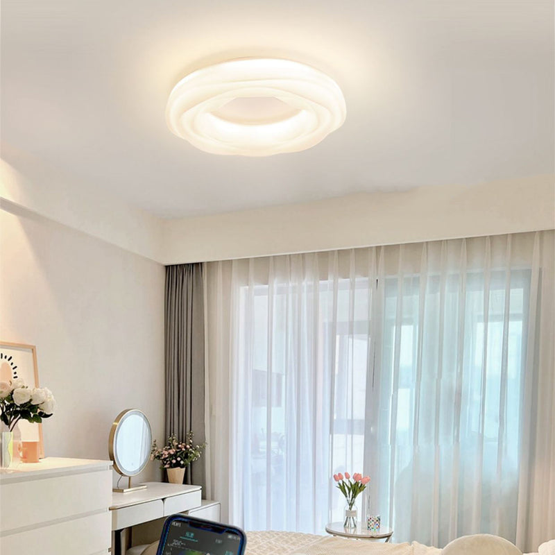 Modern Minimalist Flowers Iron PE LED Flush Mount Ceiling Light For Bedroom