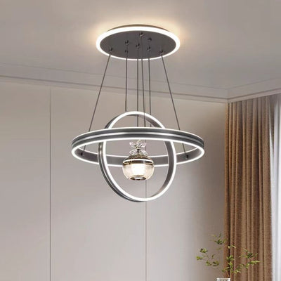 Modern Minimalist Circle Ball Flower Iron Aluminum Acrylic Silicone LED Pendant Light For Living Room