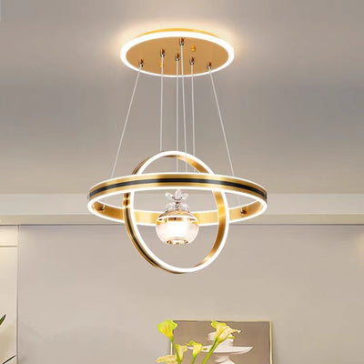 Modern Minimalist Circle Ball Flower Iron Aluminum Acrylic Silicone LED Pendant Light For Living Room