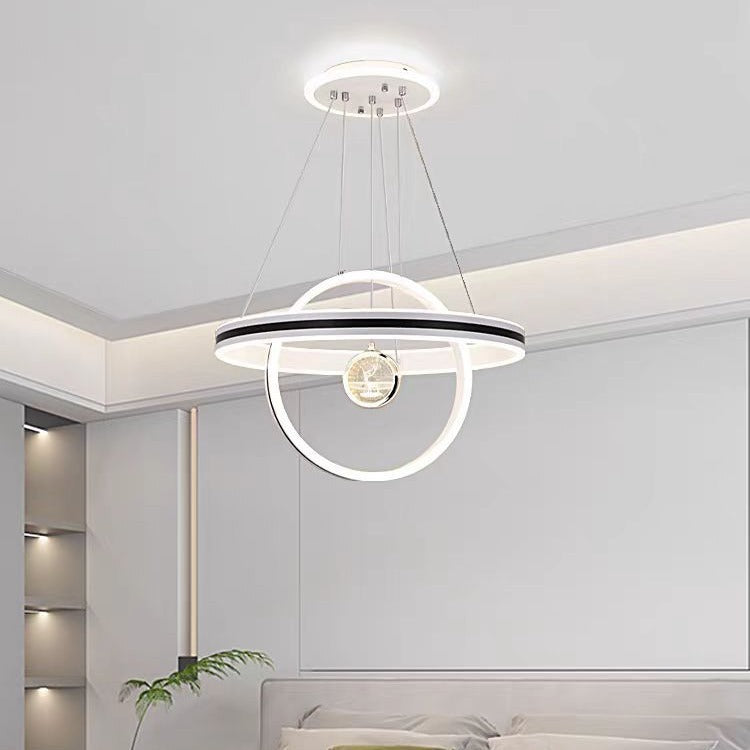 Modern Minimalist Circle Ball Flower Iron Aluminum Acrylic Silicone LED Pendant Light For Living Room