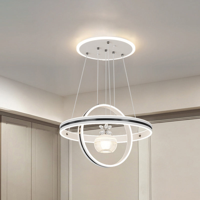 Modern Minimalist Circle Ball Flower Iron Aluminum Acrylic Silicone LED Pendant Light For Living Room