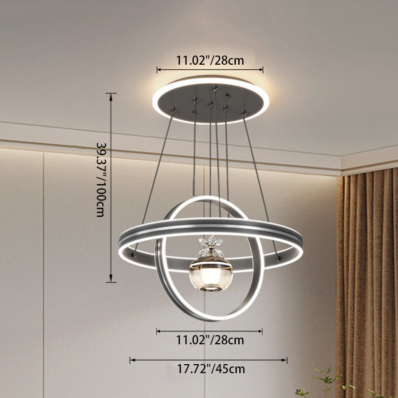 Modern Minimalist Circle Ball Flower Iron Aluminum Acrylic Silicone LED Pendant Light For Living Room