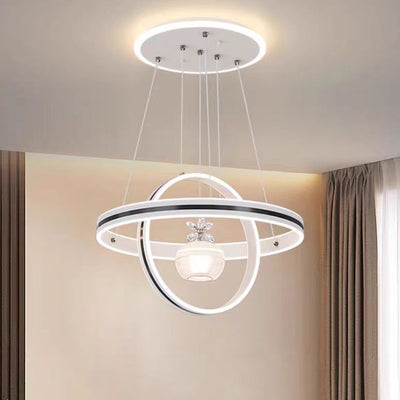 Modern Minimalist Circle Ball Flower Iron Aluminum Acrylic Silicone LED Pendant Light For Living Room