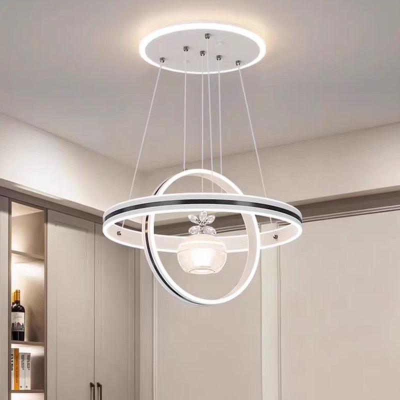 Modern Minimalist Circle Ball Flower Iron Aluminum Acrylic Silicone LED Pendant Light For Living Room