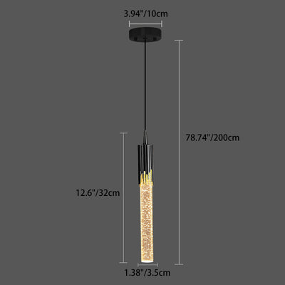 Moderne Luxus Zylinder Bogen Eisen Glas 1-Licht Pendelleuchte für Wohnzimmer 