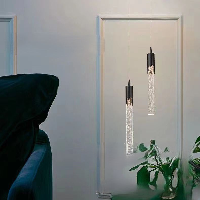 Moderne Luxus Zylinder Bogen Eisen Glas 1-Licht Pendelleuchte für Wohnzimmer 