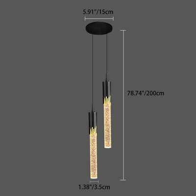 Moderne Luxus Zylinder Bogen Eisen Glas 1-Licht Pendelleuchte für Wohnzimmer 