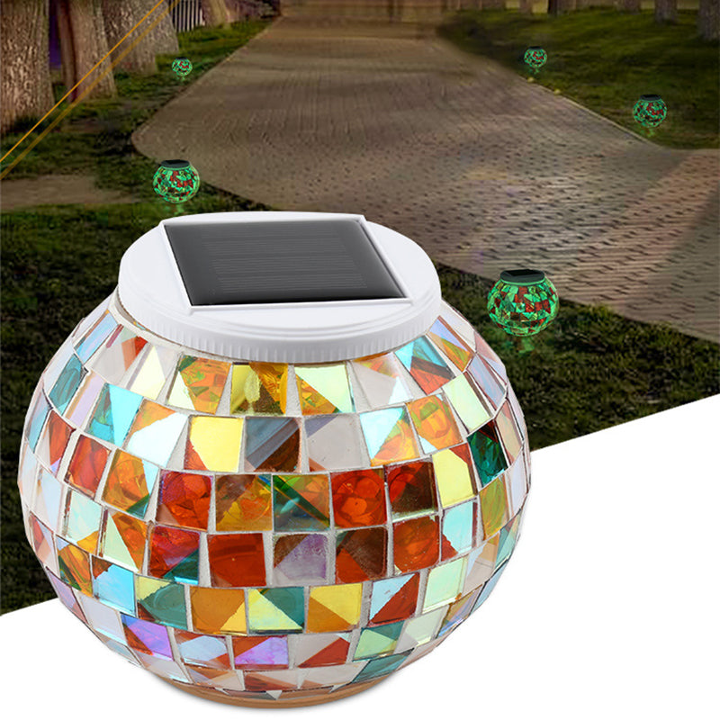 Contemporary Creative Solar Waterproof Sphere Square Plastic Glass LED Outdoor Landscape For Outdoor Patio