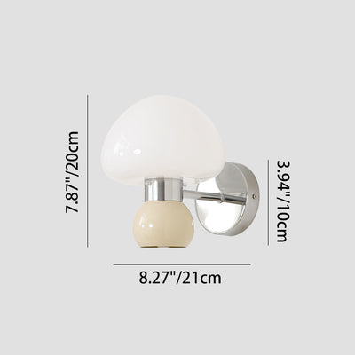 Contemporary Scandinavian Mushroom Ball Iron PE 1-Light Wall Sconce Lamp For Bedroom