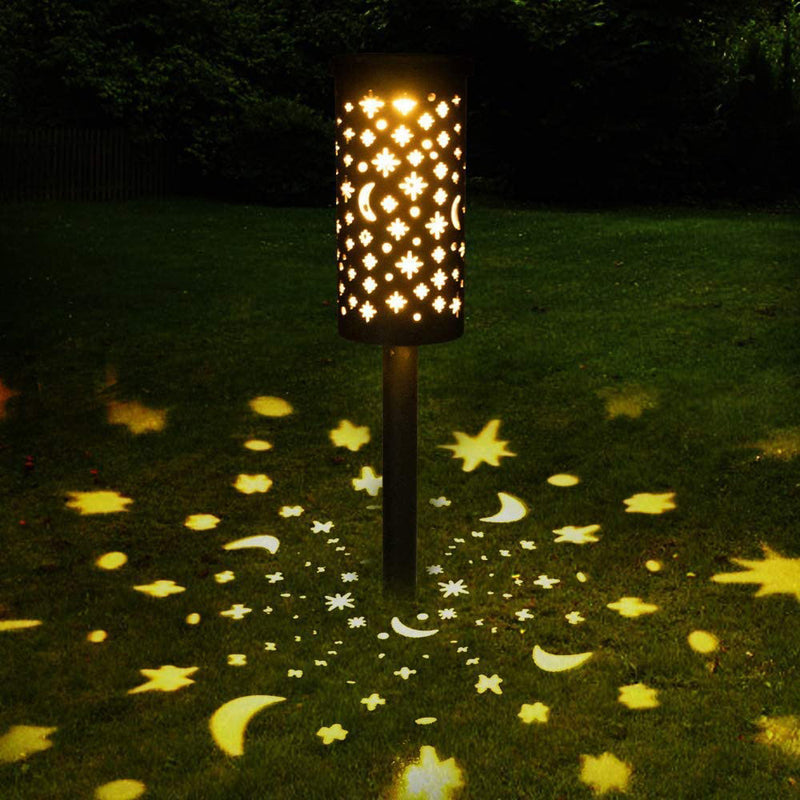 Modern Minimalist Solar Waterproof Cylinder Moon Skeleton Iron Plastic LED Ground Plug Landscape Lamp For Garden