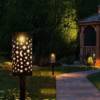 Modern Minimalist Solar Waterproof Cylinder Moon Skeleton Iron Plastic LED Ground Plug Landscape Lamp For Garden